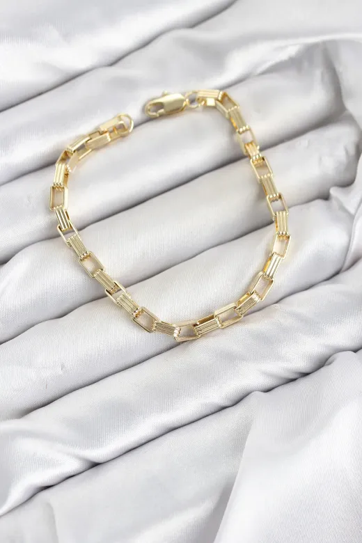 CM Kare Halka Model Gold Renk Pirinç Kadın Bileklik TJ-BB8592