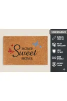 Coco CC024A Home Sweet Home Desenli Kalın Kaymaz Taban Nem Alıcı Şık Tasarım Kapı Önü Paspası 45x75 cm