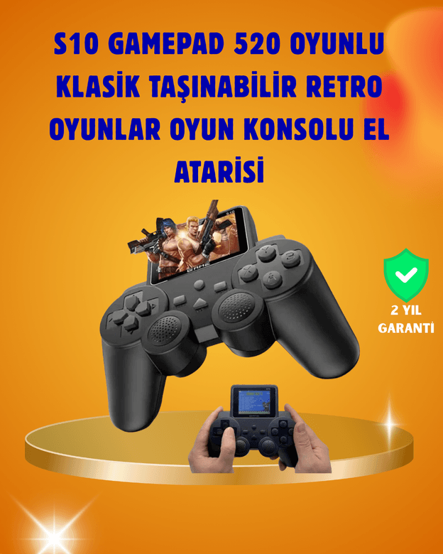 Çocuklar ve Yetişkinler İçin Uygun 500 Oyunlu Taşınabilir Mini Retro El Konsolu