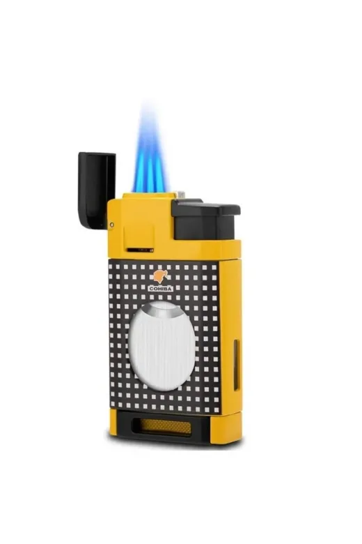 COHİBA CCM0650S 3 Torch Alevli Sarı Lüks Kesicili Çakmak – Ccm0650