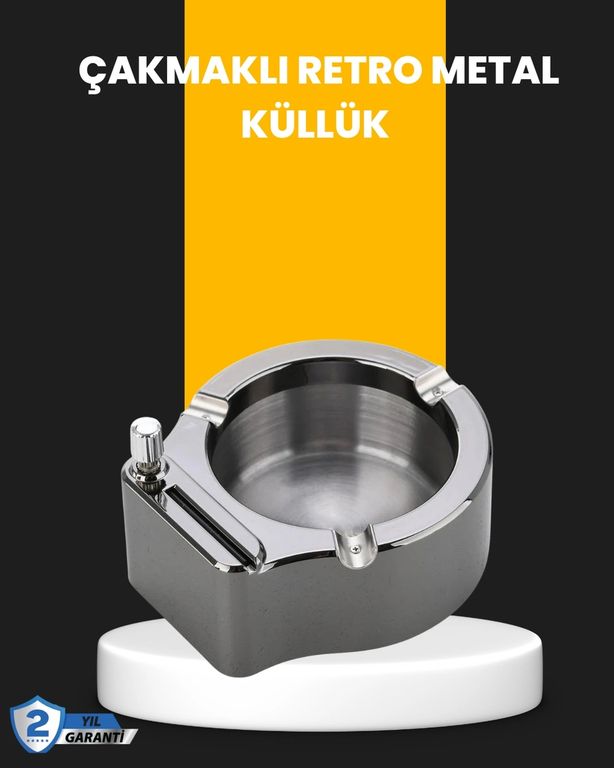 COjans 118460620 Yuvarlak Çakmaklı Küllük Dayanıklı Metal Yapı