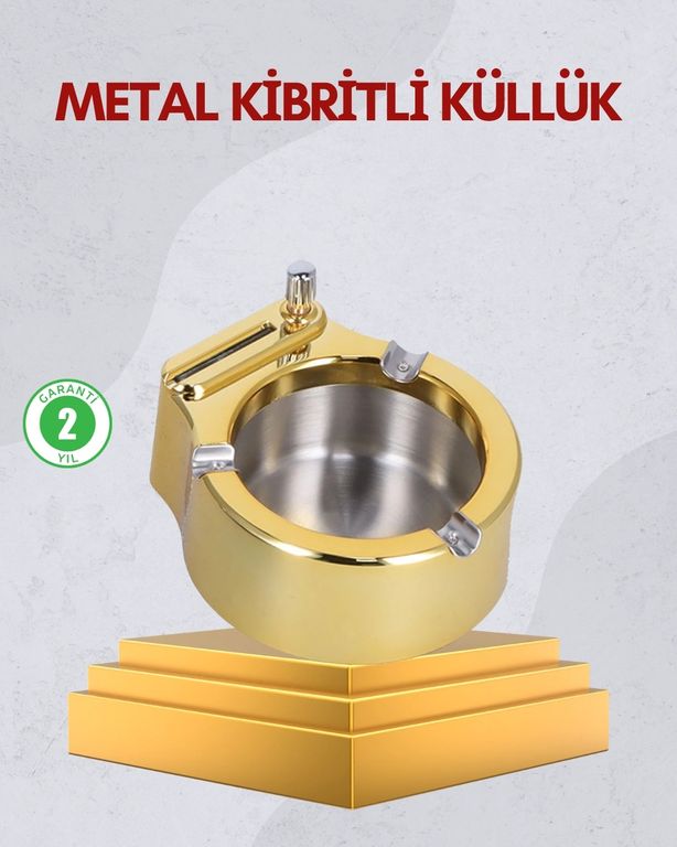 COjans 118460675 Paslanmaz Çelik Küllük Çakmaklı Masa Üstü Kullanım