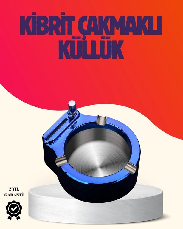 COjans 118460688 Yuvarlak Metal Küllük Çakmak Entegreli Dayanıklı Yapı
