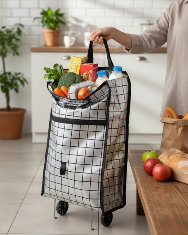 COjans 119078878 Sağlam Gövdeli Sessiz Tekerlekli Pazar Ve Market Çantası