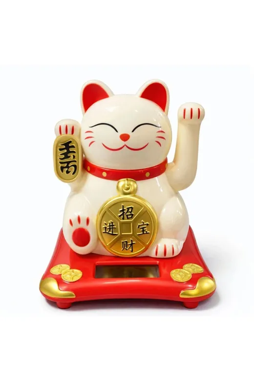 COjans KH-ALK4523 Güneş Enerjili Sallanan Şans Kedisi - Maneki Neko Alk4523
