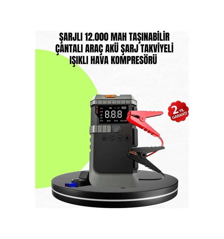 COjans TKNUCZZZCYD41KOMPRESÖR-2MKR 4 Ü 1 Arada Powerbank Özellikli Araç Akü Şarj Takviye Cihazı