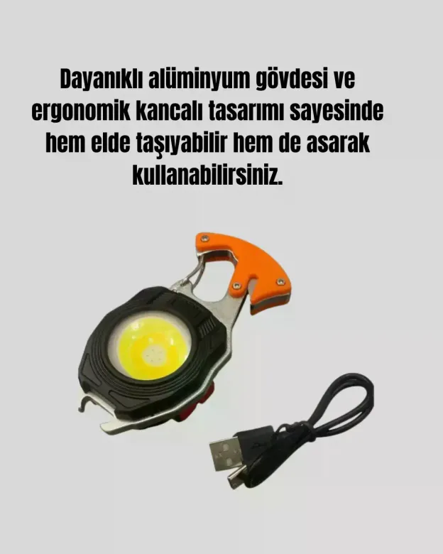 Çok İşlevli USB Şarjlı Anahtarlık Fener