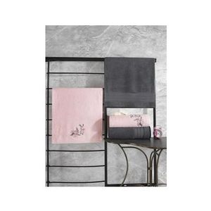 Colorful %100 Pamuk Antrasit-Pembe Hamam Havlu Seti