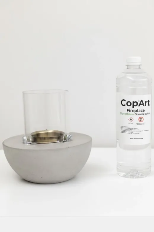 CopArt CMŞ38003 Meta Naturel Masaüstü Beton Şömine - 1 Lt Bioetanol Yakıt Hediyeli