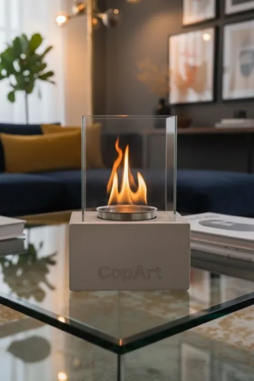 CopArt CMŞ38004 Muko Naturel Masaüstü Beton Şömine - 1 Lt Bioetanol Yakıt Hediyeli