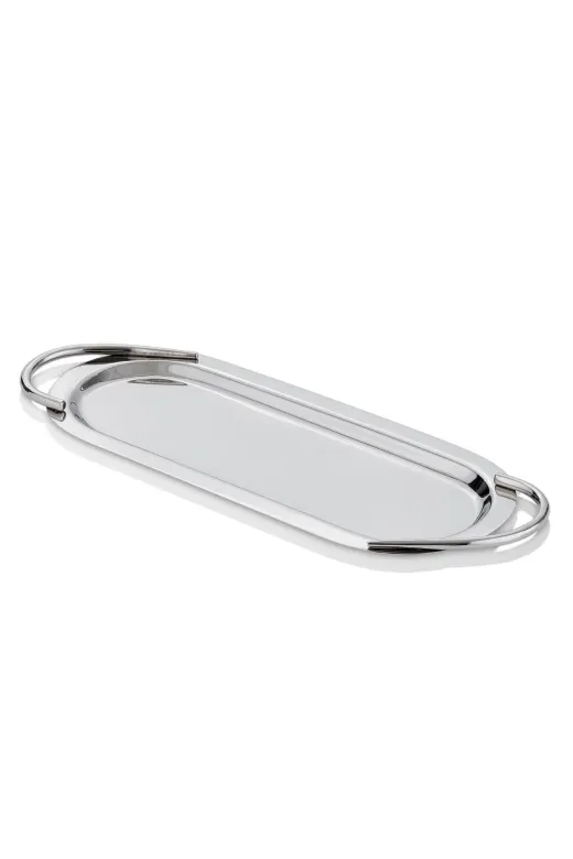 Cornella CR-1766 Basic Elips Sunum Tepsisi Silver Büyük ( En:16 Cm X Boy:44 Cm )