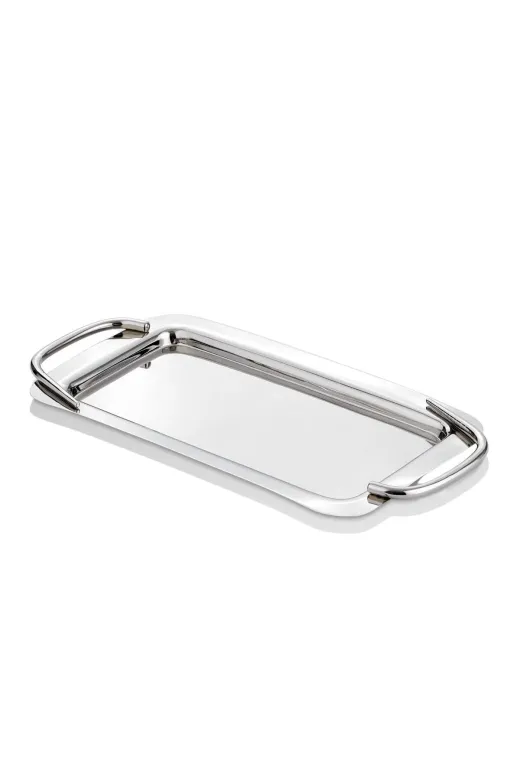 Cornella CR-1768 Basic Dikdörtgen Sunum Tepsisi Silver Büyük (En:24 Cm X Boy:43 Cm X Tümü:49 Cm)