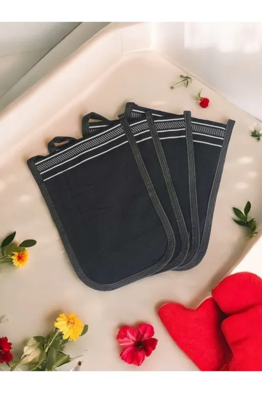 Cottella TYBTGMNCV1E7Q0SJ11 Osmanlı Siyah Kalın Banyo Hamam Kesesi 25X17 Cm Tekli