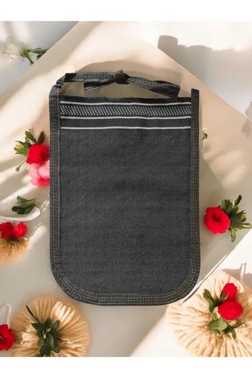 Cottella TYBTGMNCV1E7Q0SJ11 Osmanlı Siyah Kalın Banyo Hamam Kesesi 25X17 Cm Tekli