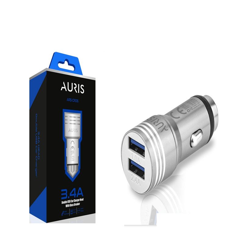 cr0606cr Auris Cr06 Metal Araç Şarj Başlığı Kafa 3.4A Araç İçi Şarj Başlığı