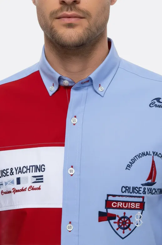Cruise Yachting Armalı Açık Mavi-Kırmızı Gömlek - Wessi - S / Mavi