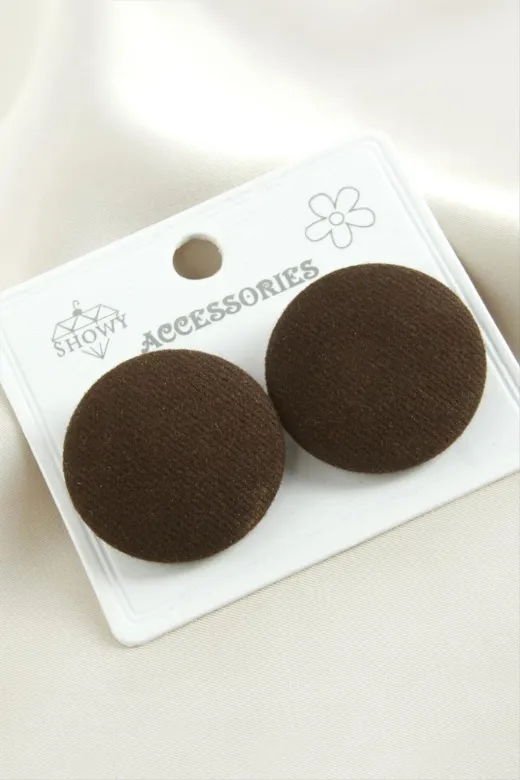 CT STONES -ct-st-on-es11885160 Düğme Süet Kumaş Küpe