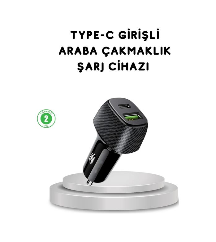Ctstones 120386618 Mey İthalat 38W Araç Şarj Cihazı Type-C Pd Usb Hızlı Şarj Çift Port