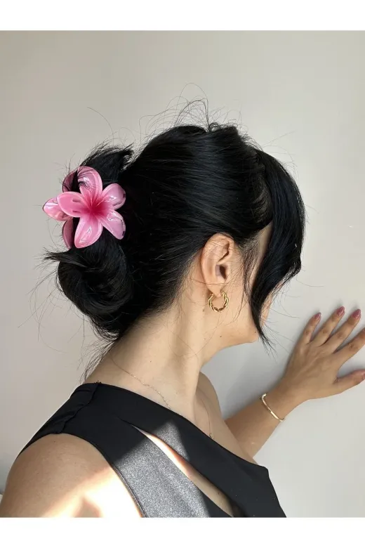 CulyBaby 932-32 Pembe Çiçek Saç Toka & Lotus Toka