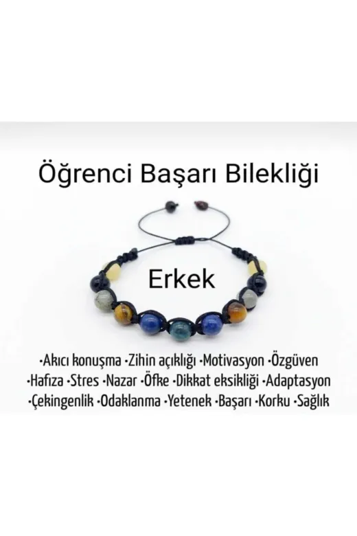 cvt grup Başa01717 Erkek Öğrenci Başarı Bilekliği Doğal Taş Konsantrasyon Taşları