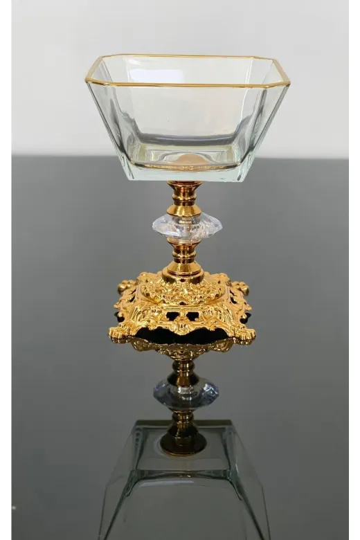 daisyglass MGNL6 Lav Cam Lüx Gold Ayaklı Kase 6'lı Magnolia Dondurmalık