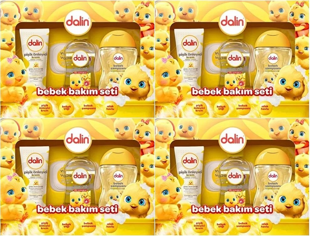 Dalin Bebek Bakım Seti 4 Parça (Kutulu) Yenidoğan Seti (Karma 4 Lü Set)
