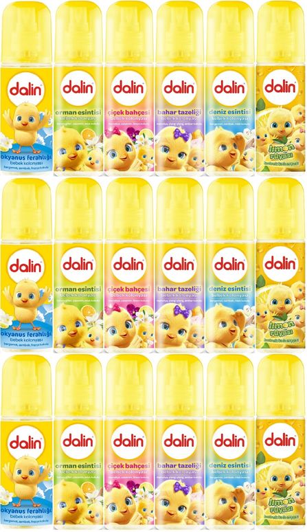 Dalin Bebek Kolonyası 150ML (Okyanus-Orman-Deniz-Çiçek-Bahar-Limon) (Karma 18 Li Set)