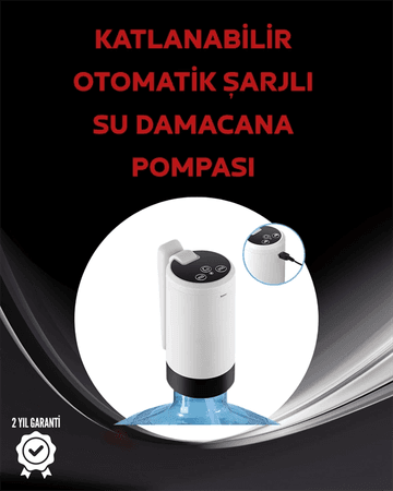 Damacana Üstü Akıllı Su Pompası | 3 Damacana Kullanım | 4W Güç | Micro USB Şarjlı | Katlanabilir &amp; Taşınabilir