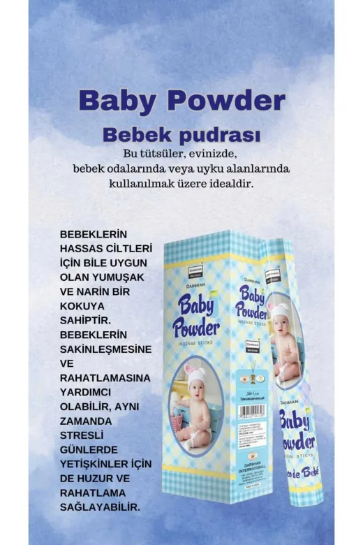 Darshan calşszl öMNK Baby Powder Bebek Pudrası Tütsü 20 Çubuk