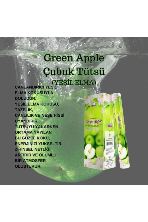 Darshan elmatütsü Green Apple  ( Yeşil Elma ) Tütsü 120 Çubuk