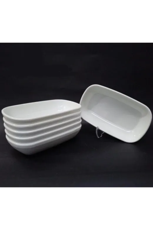 datcha home 25256383 6 Adet Beyaz Melamin Kayık Tabak 13X8 Cm  Küçük Boy