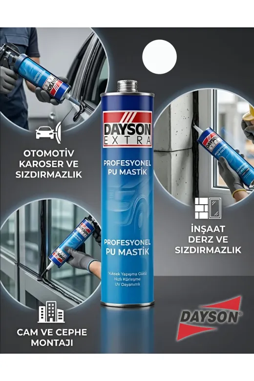 Dayson DYSNS002 Extra Poliüretan Mastik Silikonize Yapıştırıcı Beyaz 280 Ml – Güçlü Ve %100 Su Geçirmez