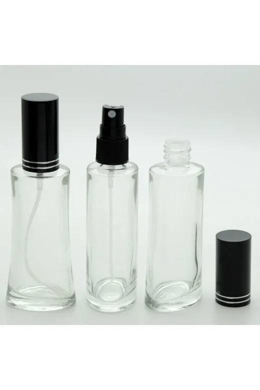 D&B YOL 50Y06O71L0694 Parfüm Şişesi 50 Ml 5 Adet Siyah Kapak Plastik Valf Eyfel Boş Şişe