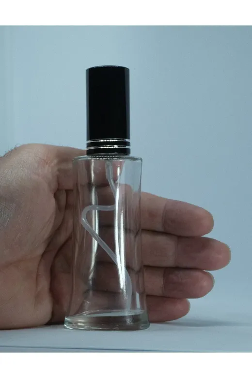 D&B YOL 50Y06O71L0694 Parfüm Şişesi 50 Ml 5 Adet Siyah Kapak Plastik Valf Eyfel Boş Şişe