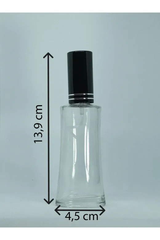 D&B YOL 50Y06O71L0694 Parfüm Şişesi 50 Ml 5 Adet Siyah Kapak Plastik Valf Eyfel Boş Şişe