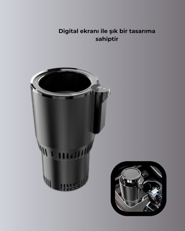 Dejavupc TKNUCZZZHS278TERMOSMKR Araç İçi Akıllı Bardaklık Isıtıcı Soğutucu Dijital Ekranlı Çok Renkli