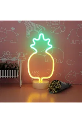 ® Dekoratif Ananaslı Neon Led Masa Ve Gece Lambası Hediyelik Lamba
