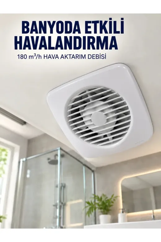 Dekoratif Havalandırma Aspiratörü 120 mm 180 m³/h Duvar ve Tavan Montajlı