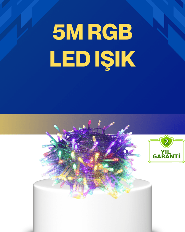 Dekoratif Peri Led 5 m 50 Ampullü Şeffaf Kablo Aydınlatma