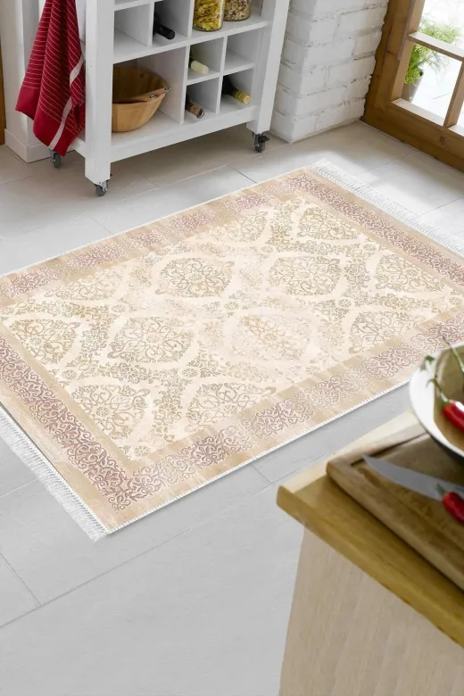 Dekoreko 1376-Trend-3 Eko Trend Djt Halı Yıkanabilir Kaymaz Taban 1376 Klasik Pudra Pembe
