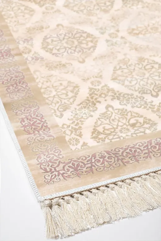 Dekoreko 1376-Trend-3 Eko Trend Djt Halı Yıkanabilir Kaymaz Taban 1376 Klasik Pudra Pembe
