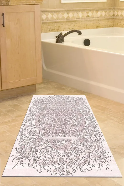 Dekoreko 1488K2-9 Kaymaz Taban Djt Banyo Halısı Trend Modern 1488 Pudra