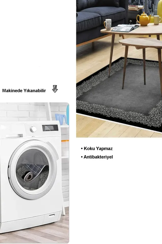 Dekoreko 1674P2-7 Kaymaz Taban Djt Salon Halısı Star Pamuk Modern 1674 Gri