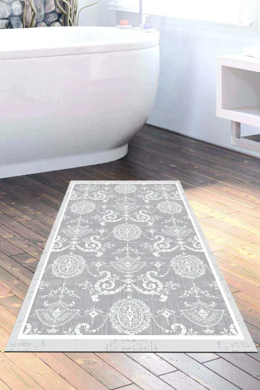 Dekoreko 1861MP2-9 Kaymaz Taban Djt Banyo Halısı Star Pamuk Modern 1861M Gri