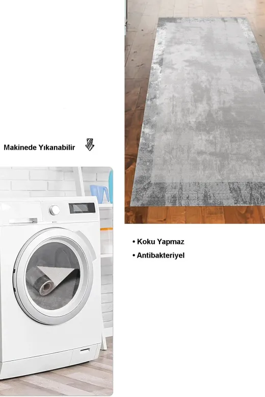 Dekoreko 1921K2-8 Kaymaz Taban Djt Mutfak Halısı Trend Modern 1921 Gri