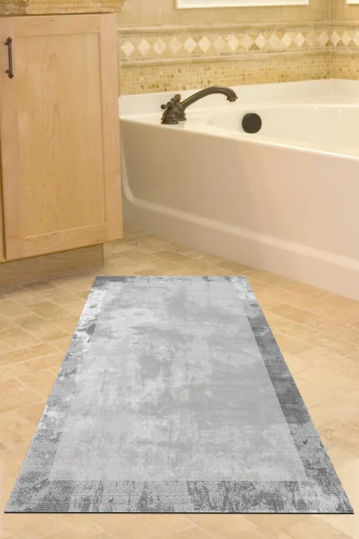 Dekoreko 1921K2-9 Kaymaz Taban Djt Banyo Halısı Trend Modern 1921 Gri