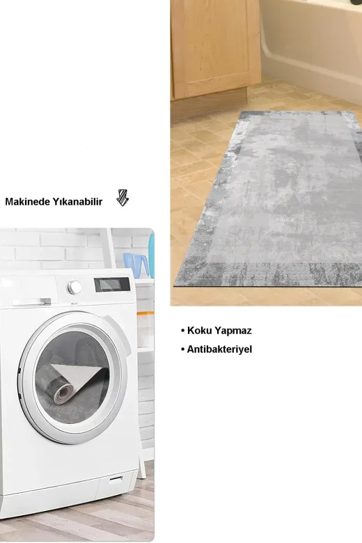 Dekoreko 1921K2-9 Kaymaz Taban Djt Banyo Halısı Trend Modern 1921 Gri