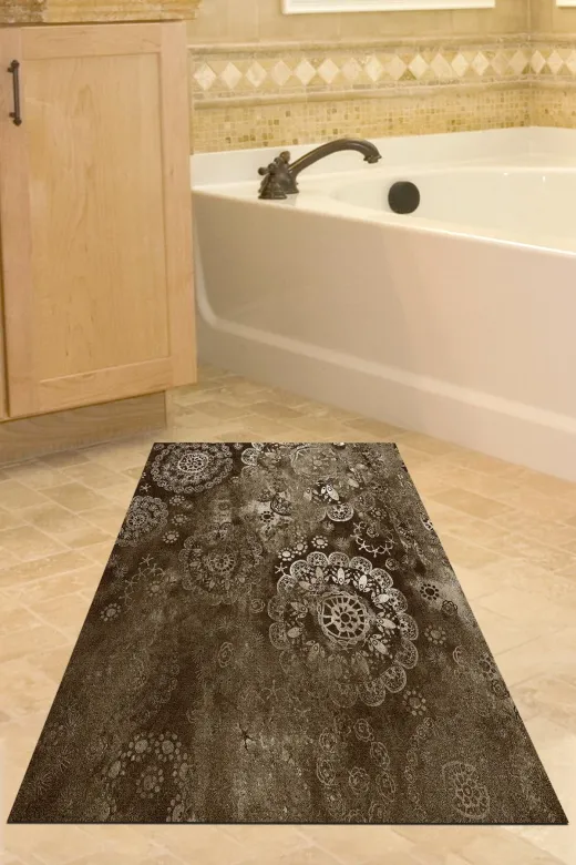 Dekoreko 1999K2-9 Kaymaz Taban Djt Banyo Halısı Trend Modern 1999 Kahve