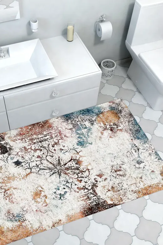 Dekoreko 609MK2-9 Kaymaz Taban Djt Banyo Halısı Trend Modern 609M Renkli