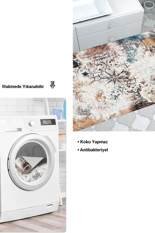 Dekoreko 609MK2-9 Kaymaz Taban Djt Banyo Halısı Trend Modern 609M Renkli